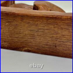 Beautiful Vintage Hand Carved Lion Folk Art Large 18 Wood Mahogany Sculpture