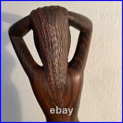 Beautiful Vintage Wood Carved Bali Nude Woman Statue Art Sculpture 17.25 Tall