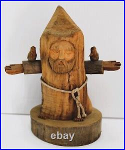 Ben Ortega 1923-1998 Vintage Wood Carving Signed Saint Francis Folk Art New Mex