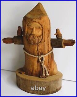 Ben Ortega 1923-1998 Vintage Wood Carving Signed Saint Francis Folk Art New Mex