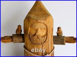 Ben Ortega 1923-1998 Vintage Wood Carving Signed Saint Francis Folk Art New Mex