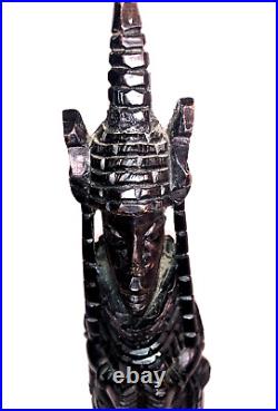 Benin Edo African Ebony Wood Carving Oba King Nigeria Vintage 15 Tall Sculpture