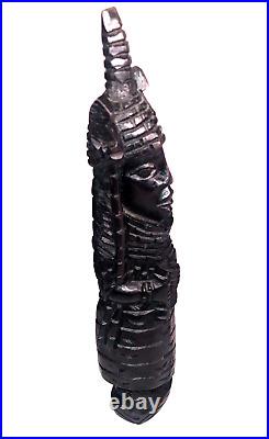 Benin Edo African Ebony Wood Carving Oba King Nigeria Vintage 15 Tall Sculpture