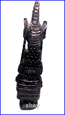 Benin Edo African Ebony Wood Carving Oba King Nigeria Vintage 15 Tall Sculpture