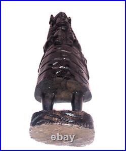 Benin Edo African Ebony Wood Carving Oba King Nigeria Vintage 15 Tall Sculpture