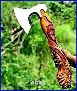 Big Axe African lion a gift to a man Viking Weapons. Hunting trophy Camping gear