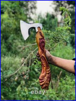 Big Axe African lion a gift to a man Viking Weapons. Hunting trophy Camping gear