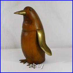 Brass and Wood Penguin Sculpture Frederick Cooper MCM Art Figurine Bird Vtg 11