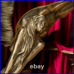 Bronze Lady Sculpture Walking Stick Cane Wood Design Handle Rare Woman Signed