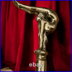 Bronze Lady Sculpture Walking Stick Cane Wood Design Handle Rare Woman Signed Bronze Lady Sculpture Walking Stick Cane Wood Design Handle Rare Woman Signed