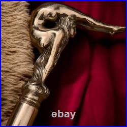 Bronze Lady Sculpture Walking Stick Cane Wood Design Handle Rare Woman Signed