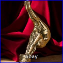 Bronze Lady Sculpture Walking Stick Cane Wood Design Handle Rare Woman Signed