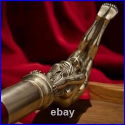 Bronze Lady Sculpture Walking Stick Cane Wood Design Handle Rare Woman Signed