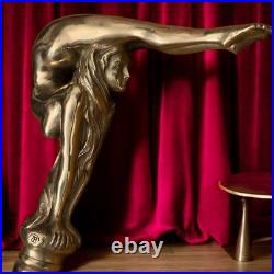 Bronze Lady Sculpture Walking Stick Cane Wood Design Handle Rare Woman Signed