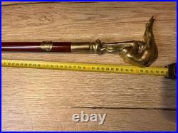 Bronze Lady Sculpture Walking Stick Cane Wood Design Handle Rare Woman Signed