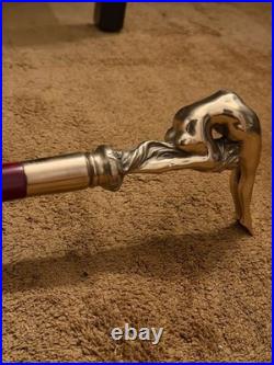 Bronze Lady Sculpture Walking Stick Cane Wood Design Handle Rare Woman Signed