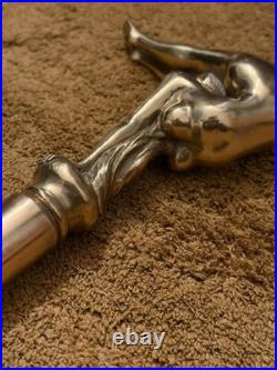 Bronze Lady Sculpture Walking Stick Cane Wood Design Handle Rare Woman Signed