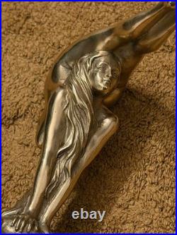 Bronze Lady Sculpture Walking Stick Cane Wood Design Handle Rare Woman Signed