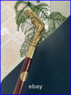 Bronze Lady Sculpture Walking Stick Cane Wood Design Handle Statue Woman Signed
