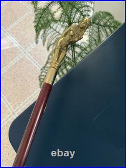 Bronze Lady Sculpture Walking Stick Cane Wood Design Handle Statue Woman Signed