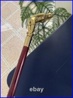 Bronze Lady Sculpture Walking Stick Cane Wood Design Handle Statue Woman Signed