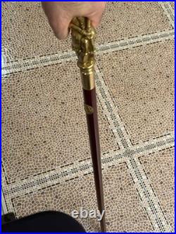 Bronze Lady Sculpture Walking Stick Cane Wood Design Handle Statue Woman Signed
