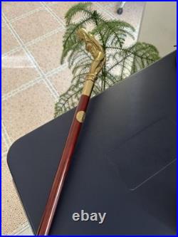 Bronze Lady Sculpture Walking Stick Cane Wood Design Handle Statue Woman Signed
