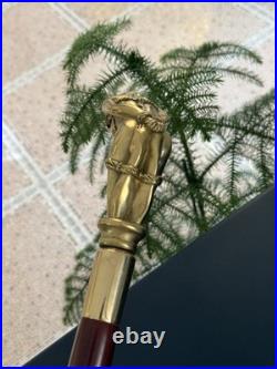 Bronze Lady Sculpture Walking Stick Cane Wood Design Handle Statue Woman Signed