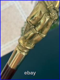 Bronze Lady Sculpture Walking Stick Cane Wood Design Handle Statue Woman Signed