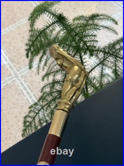 Bronze Lady Sculpture Walking Stick Cane Wood Design Handle Statue Woman Signed