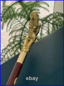 Bronze Lady Sculpture Walking Stick Cane Wood Design Handle Statue Woman Signed