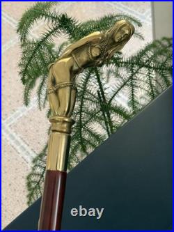 Bronze Lady Sculpture Walking Stick Cane Wood Design Handle Statue Woman Signed