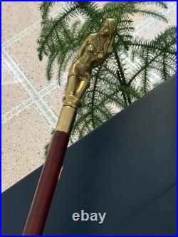 Bronze Lady Sculpture Walking Stick Cane Wood Design Handle Statue Woman Signed
