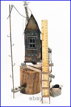 Brutalist Metal & Wood Boathouse Sculpture Signed, One of a Kind, Vintage