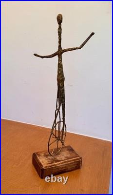 Brutalist Studio Metal Brass Wood Unicycle Sculpture Vtg Burlini Mcm Jere Art