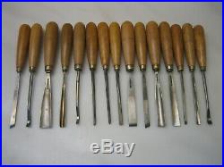 Buck Bros Vintage Set of 15 8 Wood Carving Chisels / Gouges Sharpened Nice Cond
