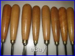 Buck Bros Vintage Set of 15 8 Wood Carving Chisels / Gouges Sharpened Nice Cond