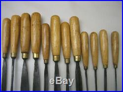 Buck Vtg Set of 12 Large Wood Carving Chisels / Gouges Sharpened Nice Condition