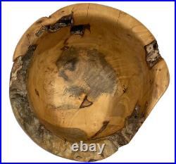 Burl Wood Bowl Buckeye Carving SIGNED Hand Crafted Wood Lily Art VTG May 1994