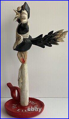 CAW Robert's VTG Carved Wood Cat Kitten Candle Whistle Folk Painting Sculpture