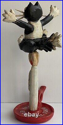 CAW Robert's VTG Carved Wood Cat Kitten Candle Whistle Folk Painting Sculpture