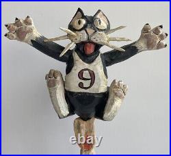 CAW Robert's VTG Carved Wood Cat Kitten Candle Whistle Folk Painting Sculpture