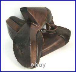 Calleen Cordero Antiqued Bronze Leather Handmade Studded Platform Clogs $505 9 M