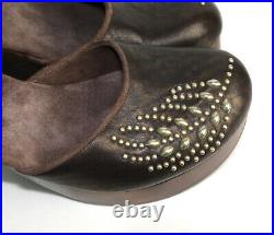 Calleen Cordero Antiqued Bronze Leather Handmade Studded Platform Clogs $505 9 M