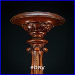 Candlestick Wooden French Church Antique Candle Holder Wood Carving 39