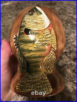 Carl Christiansen 3 Fish Vase Decoy Lure Folk Art Wood Carving