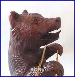 Carved Wood Black Forest Bear Table Gong. Carved Stand. Unusual. Good Carving