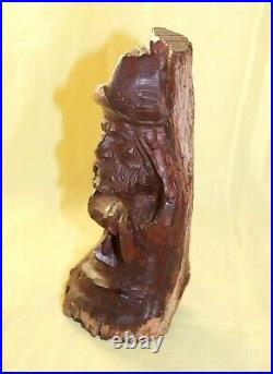 Carved Wooden Sculpture of Old Man by AGUIRRE Vintage
