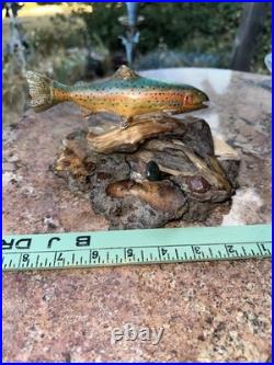 Carving Wood Mounted Rainbow Trout Fish Sculpture Terry Schulz Vintage Original