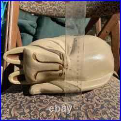 Cat Hand Carved Curled Sleeping Cat Wood Folk Art Large Vintage 1970s-1980s Prod